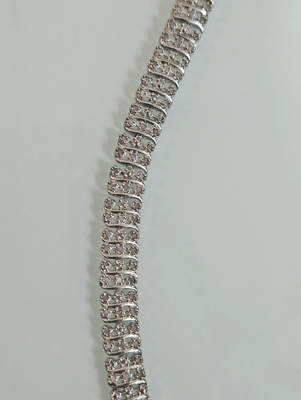 925 S Pattern Diamond Tennis Bracelet 1.00ct t.w. Sterling Silver 7.5